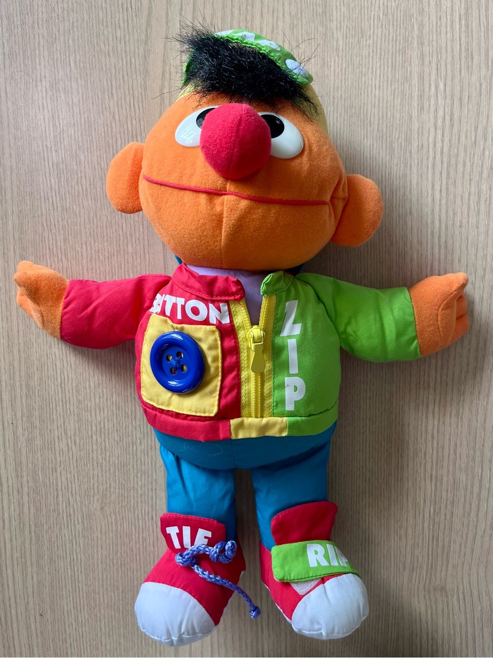Vintage Tyco Dress Me Up Ernie Plush 1995 Sesame Street Learn to Dress Toy 13"
